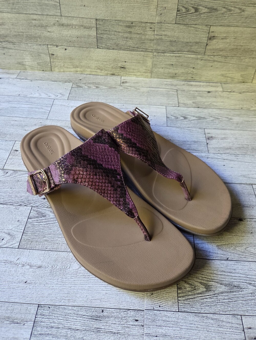 Aetrex Rita Pink Snake Print Comfort Sandals